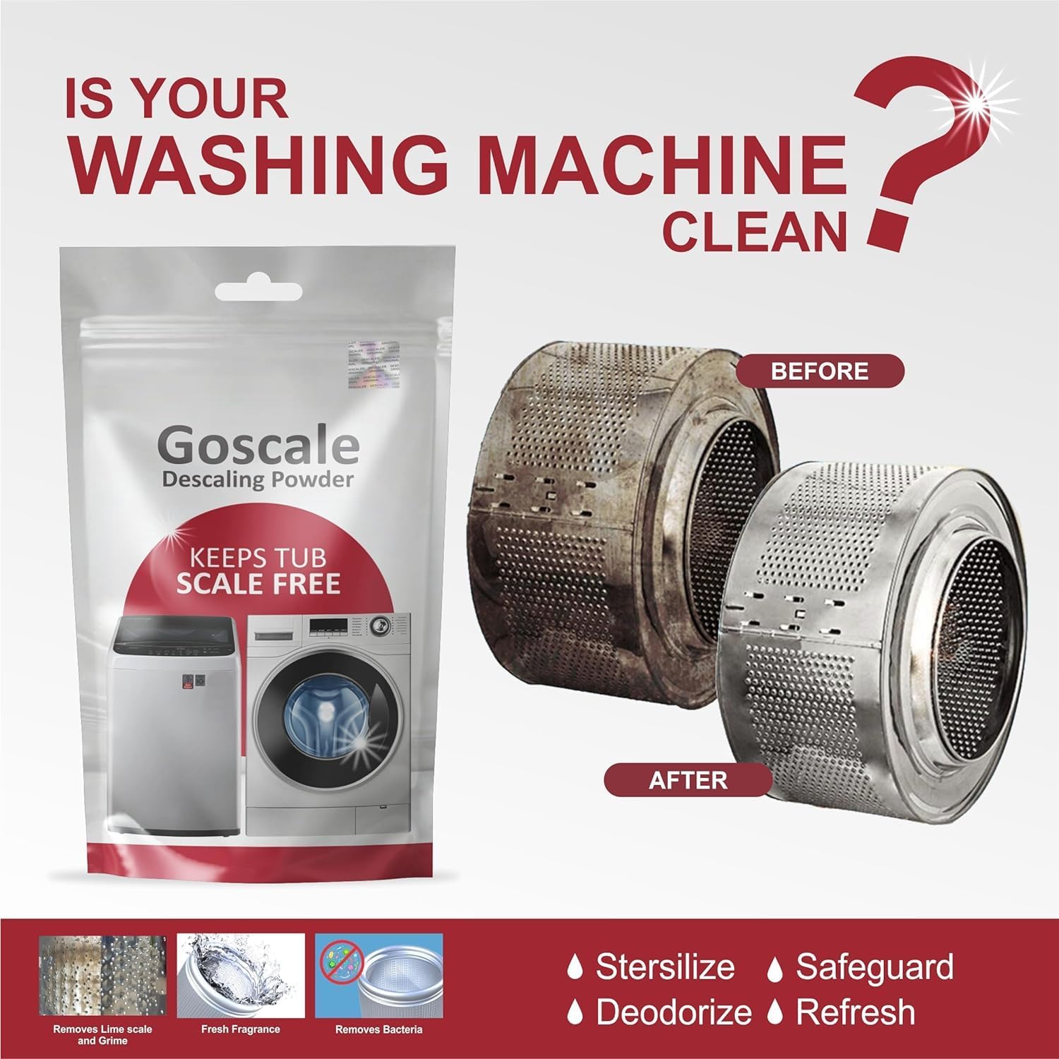 Soldfly Washing Machine Cleaner & Descaler - 100g (5 Pack) - Front Load & Top Load Washer Cleaning Powder - Removes Odors, Mold & Residue - Ideal for Laundry Maintenance & Appliance Care