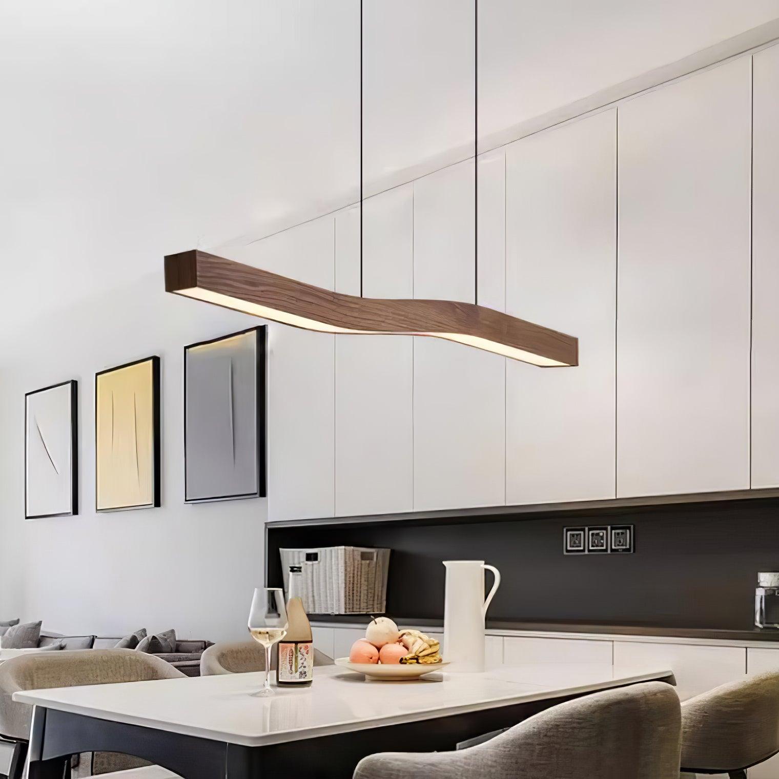 Modern Camur Linear Pendant Light - Sleek Minimalist Hanging Fixture for Kitchen Island, Dining Room & Living Room Lighting