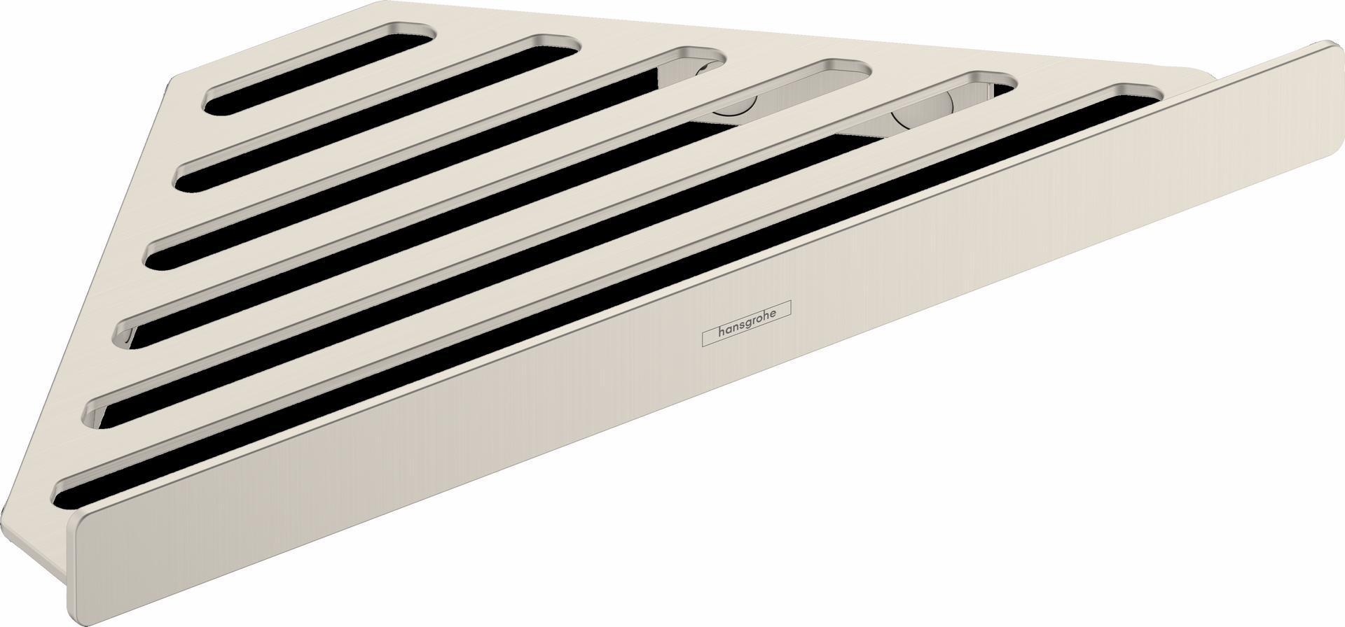 Hansgrohe AddStoris Corner Basket in Brushed Nickel 41741820 - Space-Saving Shower Storage for Bathroom Organization