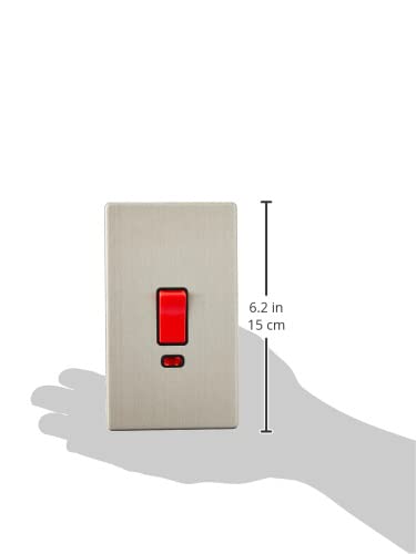 AET SLCSWBLT 45A Screwless Cooker Switch Tall Plate with Black Insert - Durable Electrical Switch for Kitchen Appliances, Stoves, and Ovens - Perfect for Home and Commercial Use