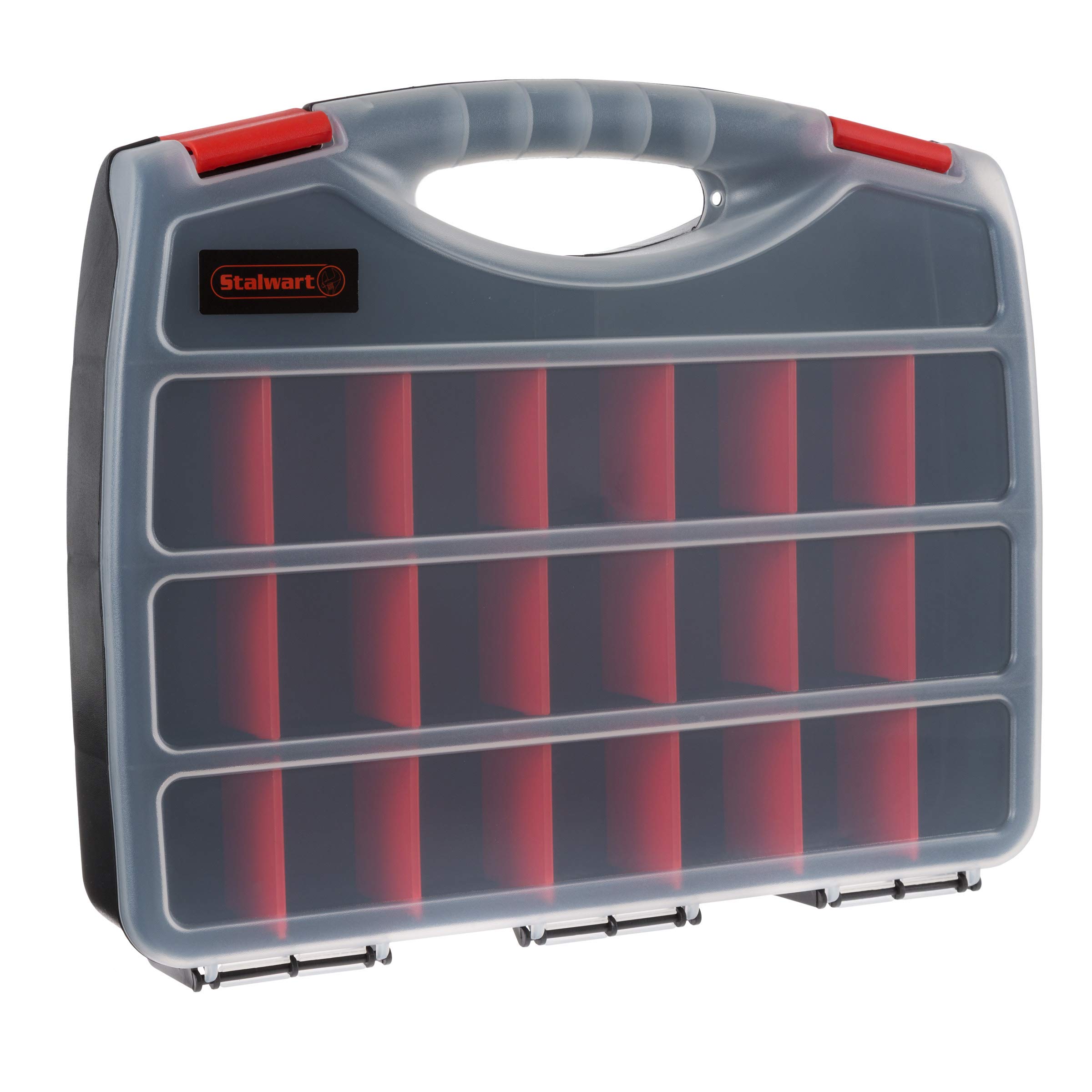 Stalwart 23-Compartment Plastic Hardware Organizer Box with Dividers - Portable Tool Storage for Screws, Nuts, Beads & Jewelry - Secure Latches for DIY, Crafting & Fishing Tackle Organization - Perfect for Home Workshop, Garage & Travel Tool Kits