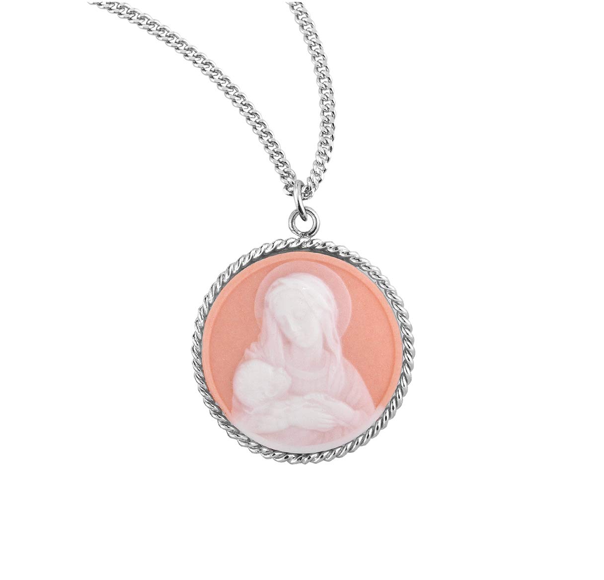 Rose Madonna and Child Cameo Medal - Vintage Religious Jewelry for Women - Perfect for Gifts, Collecting & Faith-Based Occasions