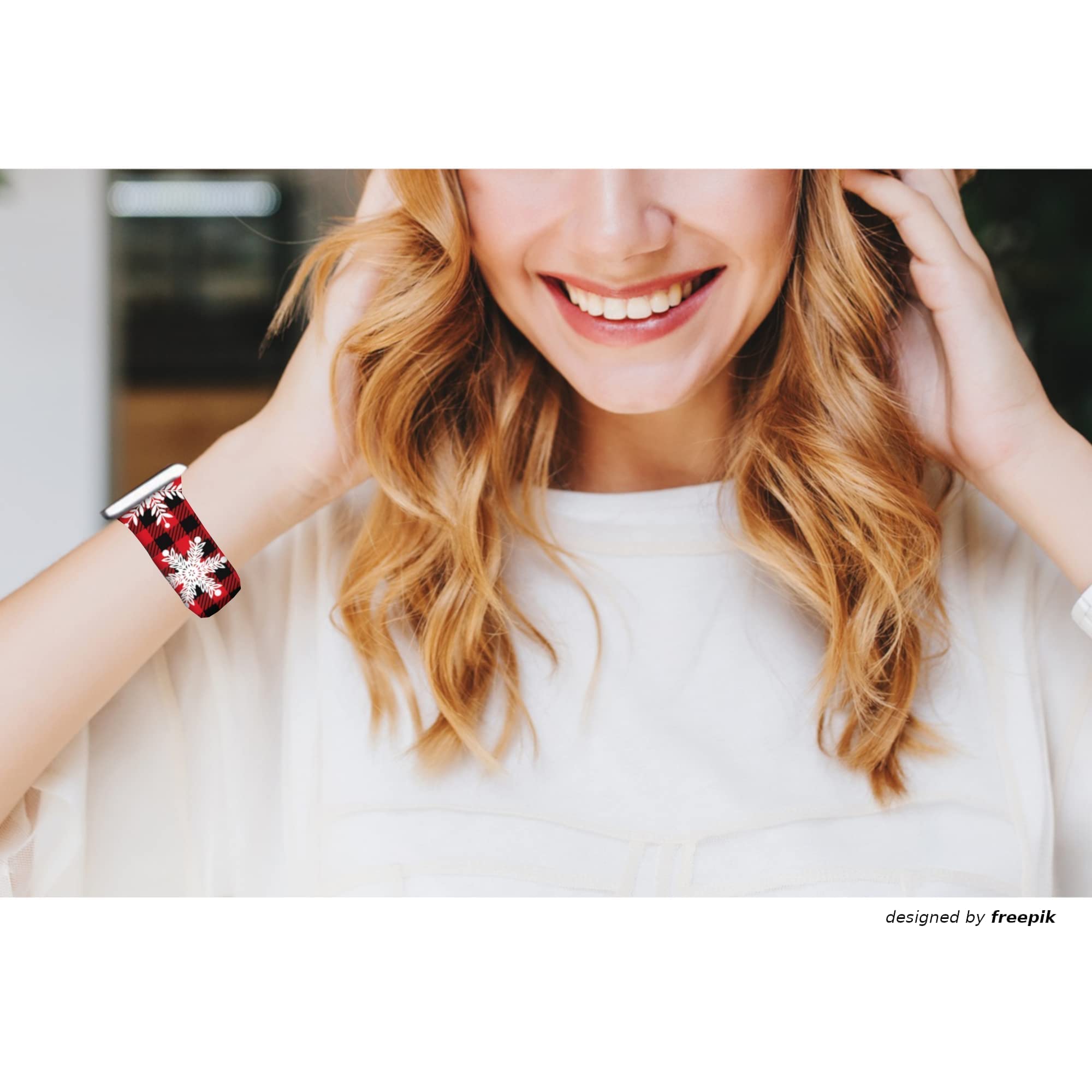 Christmas Holiday Sport Bands for Apple Watch 38mm 40mm 41mm - Durable Silicone Floral Design for Women & Men - Compatible with All iWatch Series - Perfect for Workouts, Running & Holiday Gifts