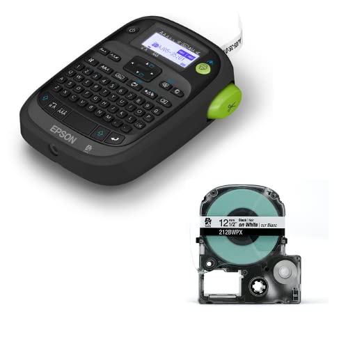 Epson LW-PX300 Industrial Label Maker with 212BWPX PET Tape Cartridge - Black on White Polyester Labels for Garage Sales, Warehouse Organization & Industrial Use