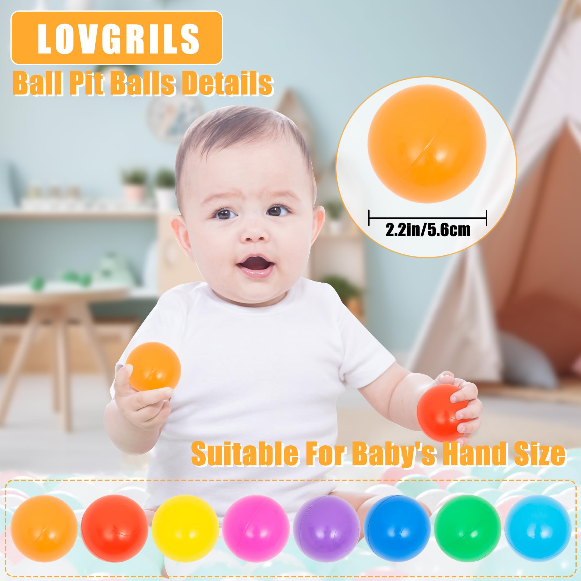 1000 Rainbow Ball Pit Balls for Kids - BPA Free, Crush Proof Plastic Play Balls for Toddler Ball Pits, Indoor Play Tents, Birthday Party Decorations & Pool Water Toys - Fun Sensory Play & Learning Activity for Children