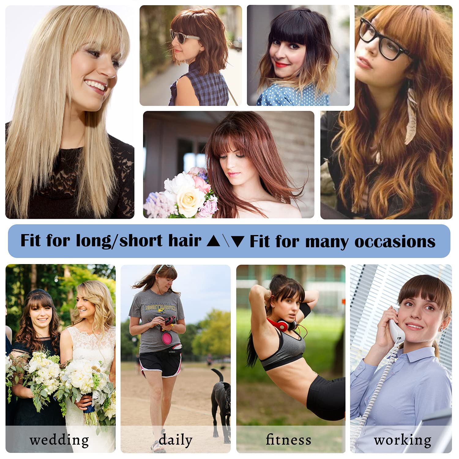 S-noilite 130% Density Human Hair Toppers with Bangs - Hand Tied Silk Base Clip-In Hairpiece for Women with Thinning Hair & Hair Loss - Natural Black 10 Inch 35g - Perfect for Daily Wear, Parties & Special Occasions
