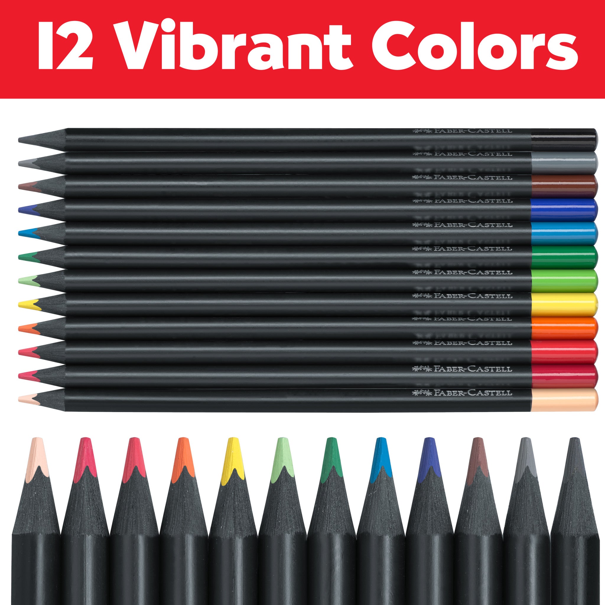 Premium Black Edition Colored Pencils - Set of 12 Vibrant Artist Pencils #116412 for Sketching, Drawing & Adult Coloring Books