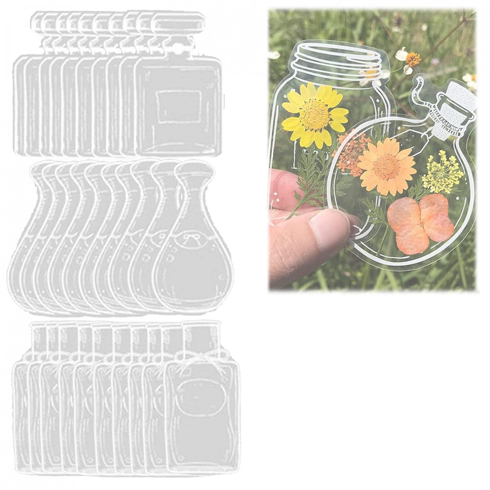 30Pcs Handmade DIY Dried Flower Bookmarks - Transparent Glass Bookmarks with Pressed Flowers for Reading, Journaling, Scrapbooking & Gift Giving