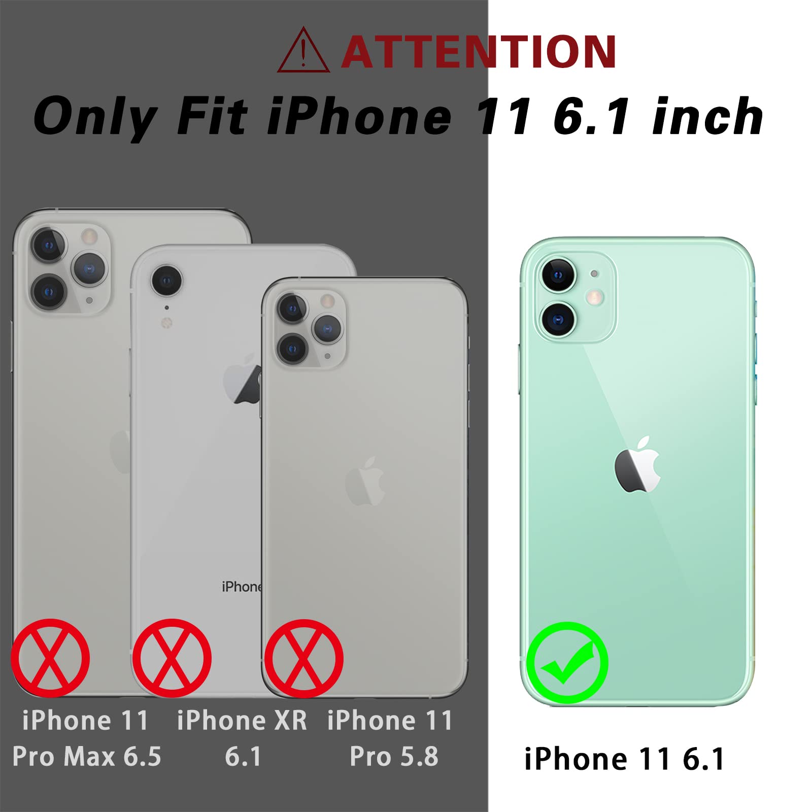Nineasy for iPhone 11 Case - [3 in 1] Heavy Duty Protection with 9H Tempered Glass Screen Protector & 360° Rotatable Ring Holder | Military Grade Shockproof Kickstand Phone Cover for iPhone 11 6.1
