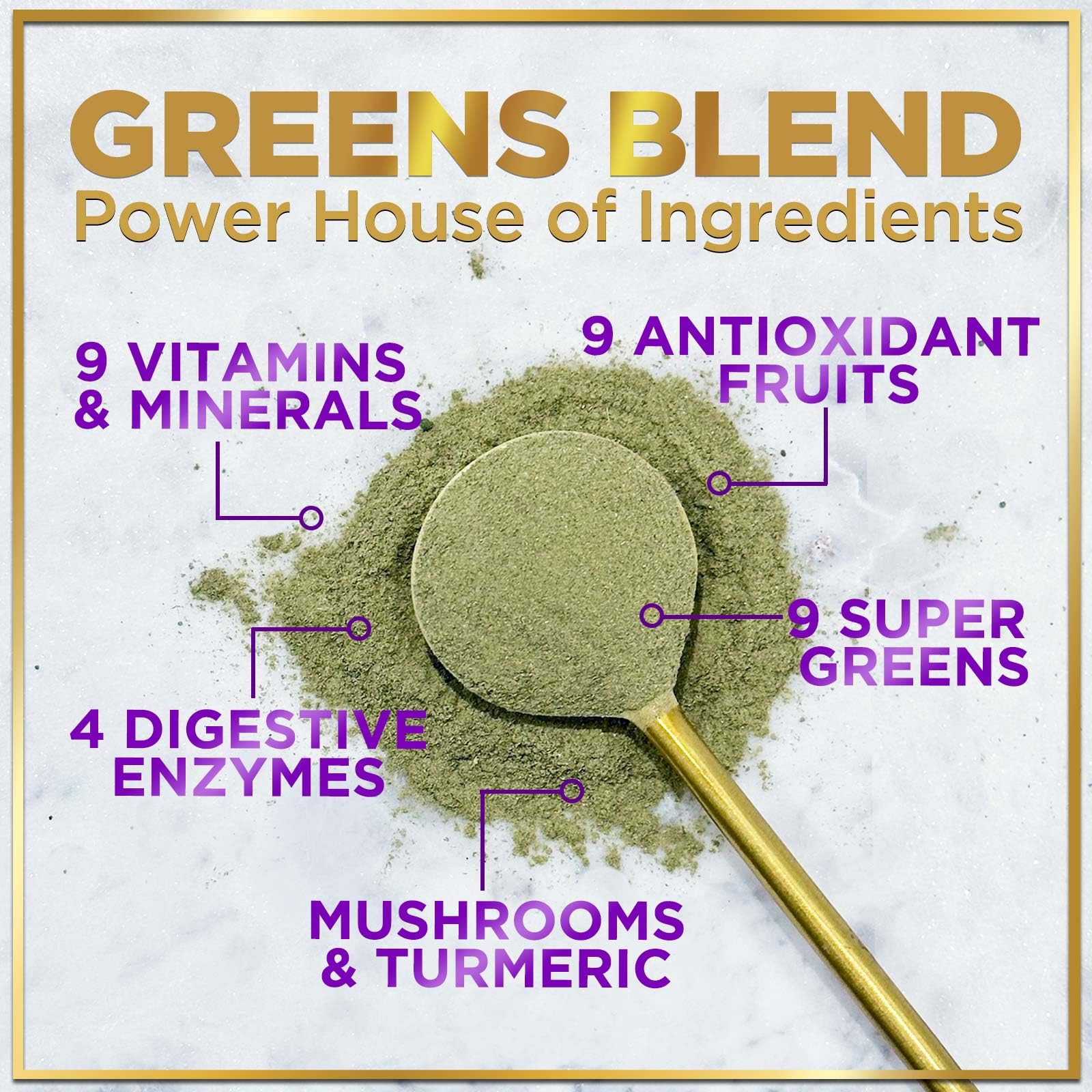 Organic Super Greens Powder with Digestive Enzymes & Antioxidants - Spirulina, Chlorella & 20+ Superfoods for Energy Boost - Vegan, Non-GMO Greens Supplement (30 Servings) - Perfect for Smoothies, Detox & Daily Nutrition Support