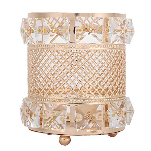 Premium Metal Crystal Makeup Brush Holder - Elegant Beauty Tool Organizer & Desktop Decor for Makeup Brushes, Pens & Cosmetics | Perfect for Vanity, Bathroom Counter & Travel Makeup Kit Organization