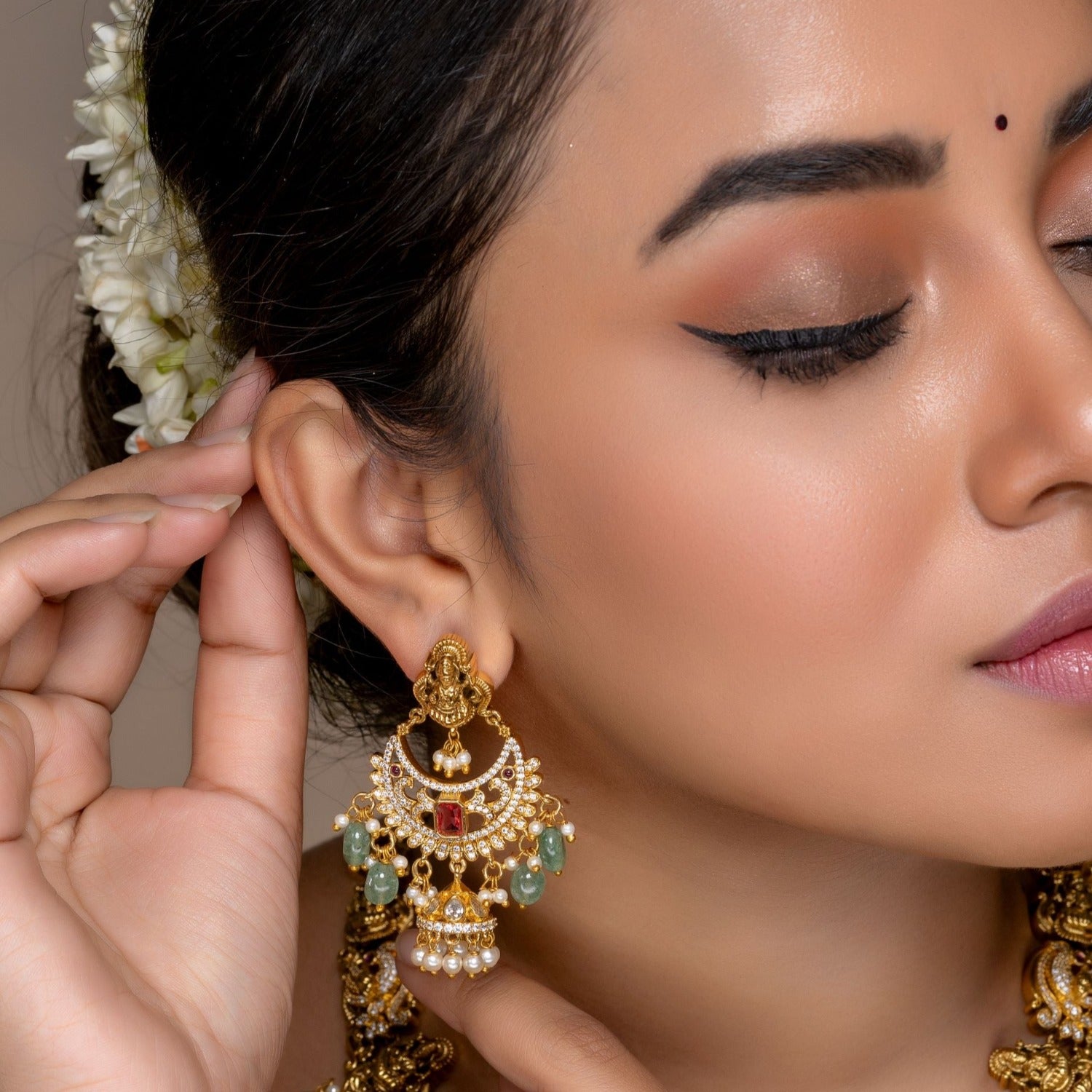 Antique Temple Necklace Set - Astha Lakshmi Indian Ethnic Jewelry for Women | Perfect for Festivals, Weddings & Cultural Events