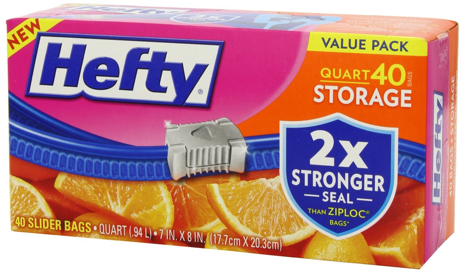 Hefty OneZip Quart Storage Bags - 120 Count (3 Packs of 40) | Airtight Food Storage, Freezer Safe & Space Saving | Perfect for Meal Prep, Leftovers & Organizing Pantry