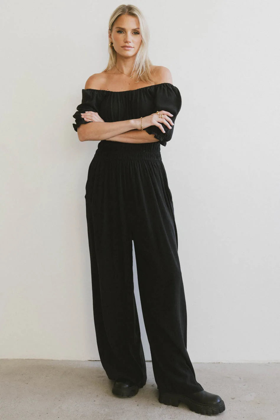 Marnie Elastic Waist Jumpsuit for Women - Comfortable Stretchy Casual Romper with Pockets | Perfect for Travel, Summer Outfits & Lounge Wear (Final Sale)