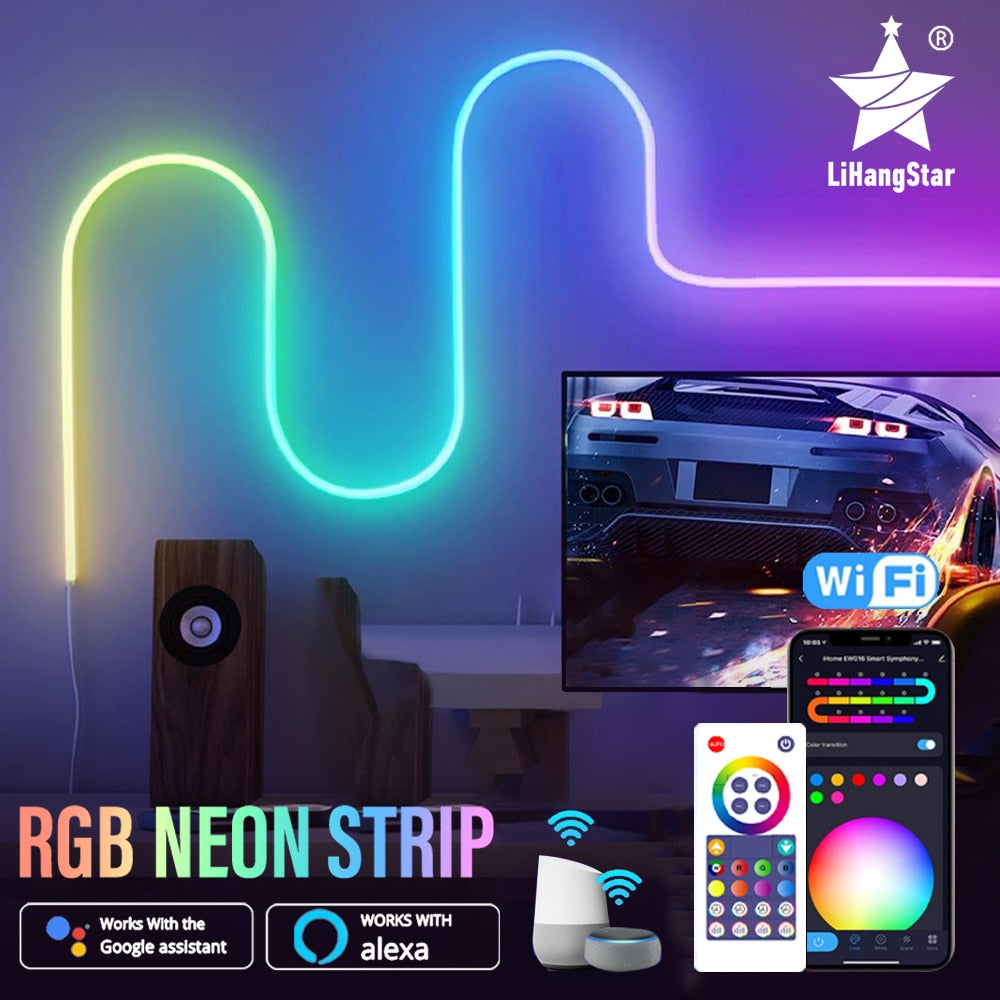 Smart Neon LED TV Backlight Strip with App & Remote Control - RGB Color Changing Lights for 55-85 Inch TVs - Enhance Movie Nights & Gaming Experience