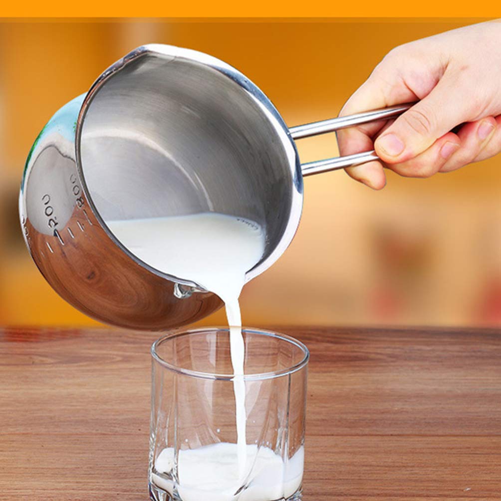 Hemoton 1pc Stainless Steel Milk Heating Pot - Mini Candle Warmer, Ceramic Fondue Pan for Cheese, Chocolate & Soup - Thickened Base Kitchen Heater for Baking, Noodles & Melting (Perfect for Romantic Dinners & Cozy Family Meals)