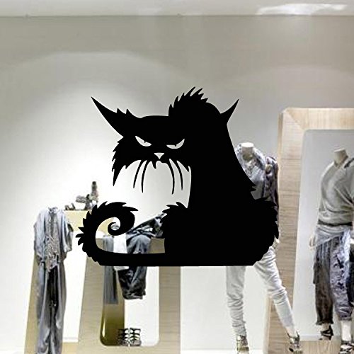 DNVEN Happy Halloween Wild Cats Wall Decals - 17x15 Inch Window Stickers for Kids Room, Nursery & Halloween Party Decorations | Spooky Cat Themed Home Decor, Classroom & Dormitory Halloween Decor