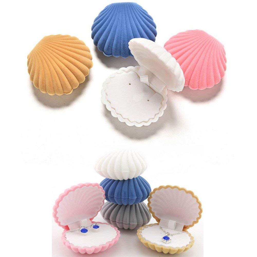 Ximimark 5Pcs Velvet Jewelry Box Set - Elegant Shell Design for Earrings, Rings & Necklaces (5 Colors) - Perfect Gift for Birthdays, Anniversaries & Wedding Jewelry Storage