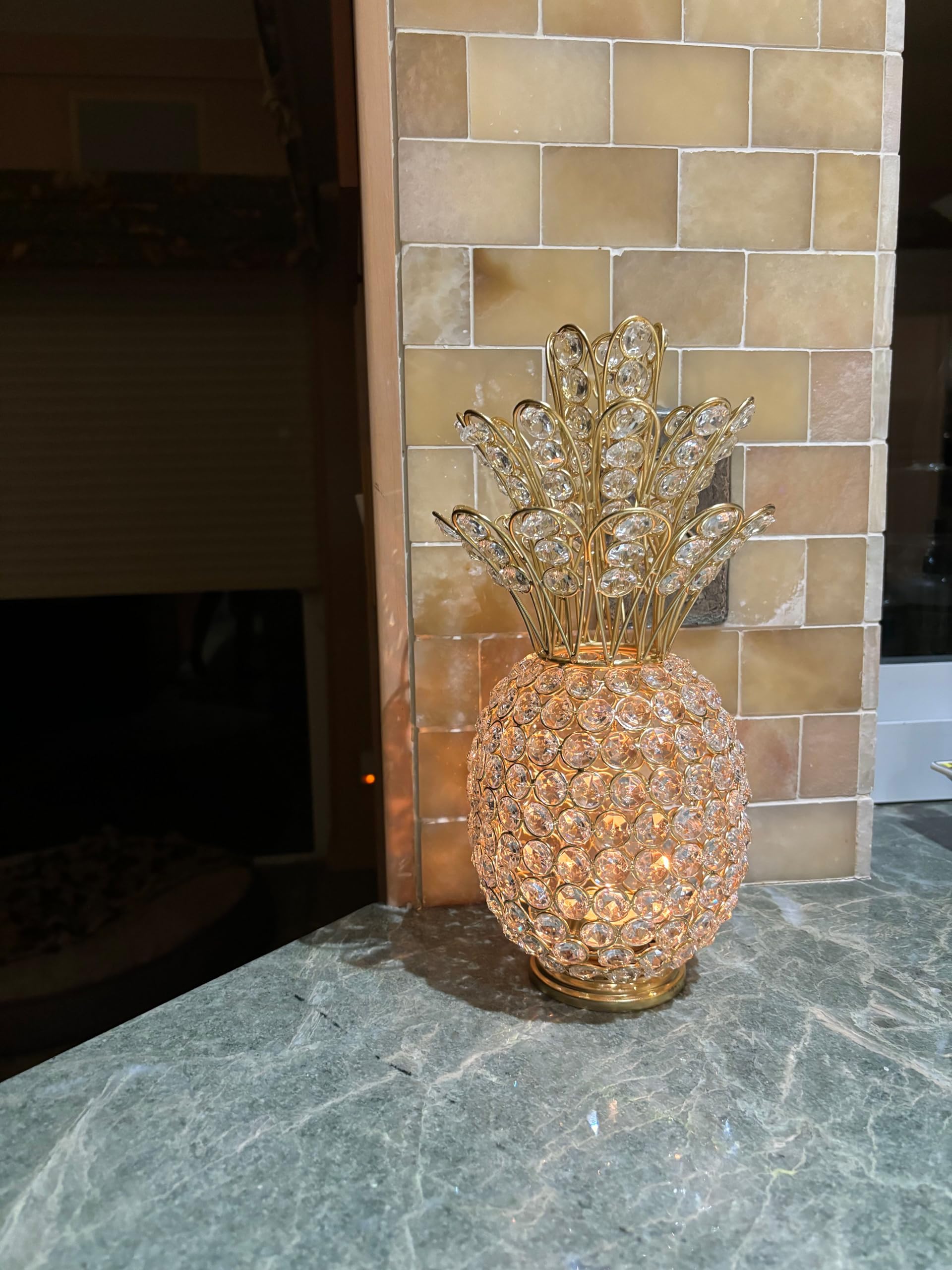 Crystal Gold Pineapple Decor - 12.5