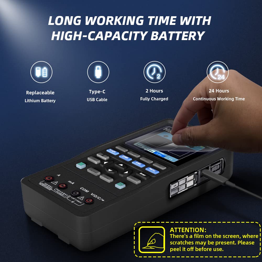 Hantek 2C72 70MHz Handheld Oscilloscope & Multimeter - 2CH+DMM 2-in-1 Multifunction Tester for Electronics Repair, Automotive Diagnostics & Engineering Testing