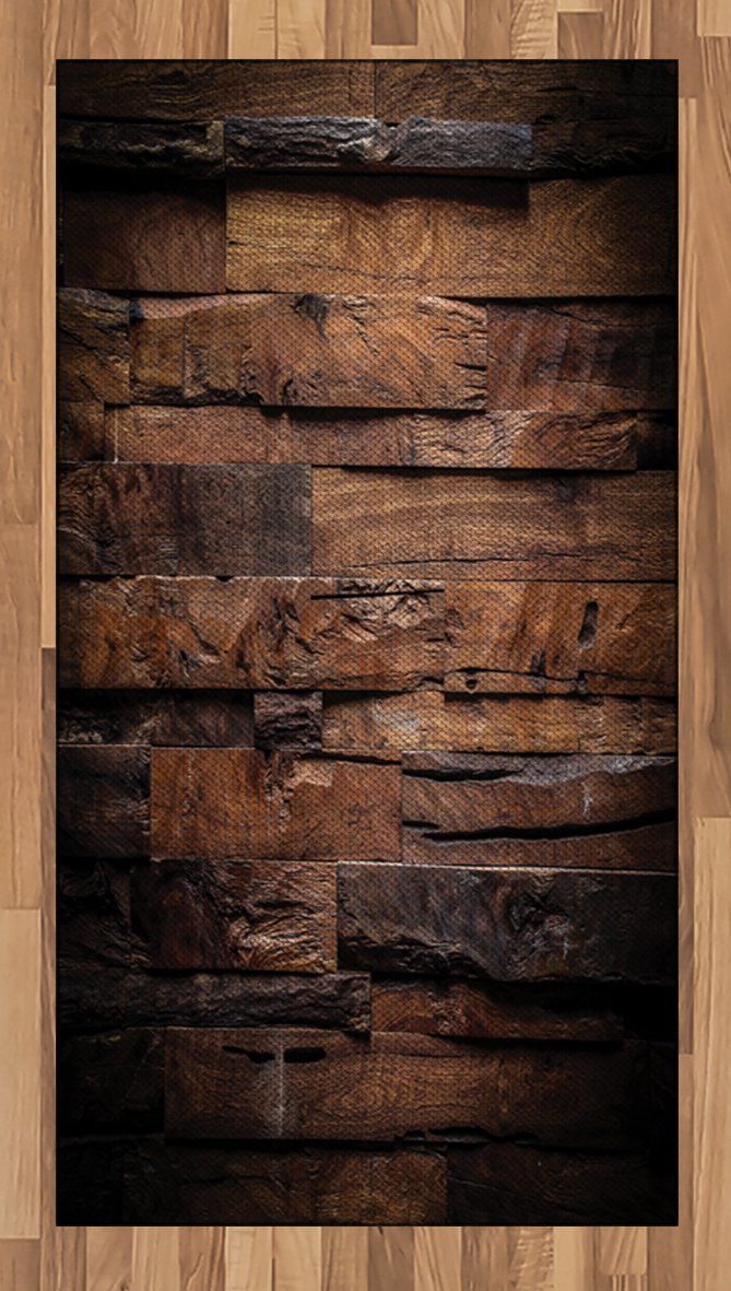 Ambesonne Chocolate Brown Area Rug with Rough Dark Timber Texture - Rustic Country Theme Hardwood Carpentry Design - Flat Woven Accent Rug for Living Room, Bedroom, Dining Room - 2'6