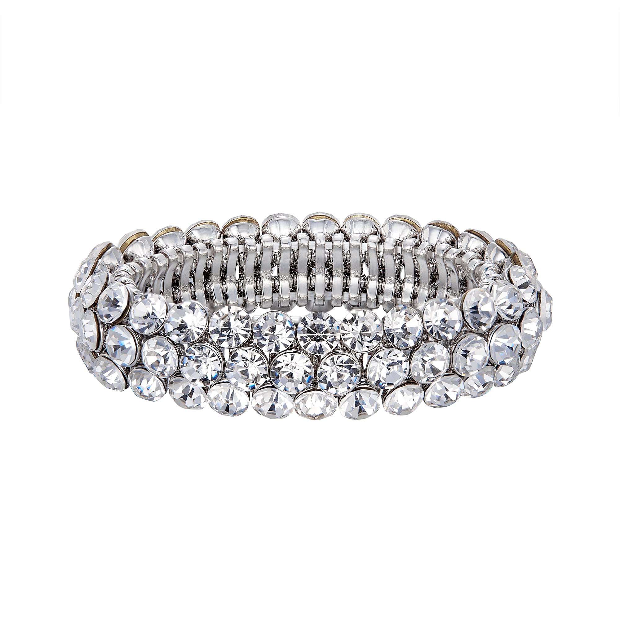 Sparkly Crystal Rhinestone Stretch Bracelet for Women - Elegant Bridal Jewelry for Weddings, Prom, Parties & Special Occasions