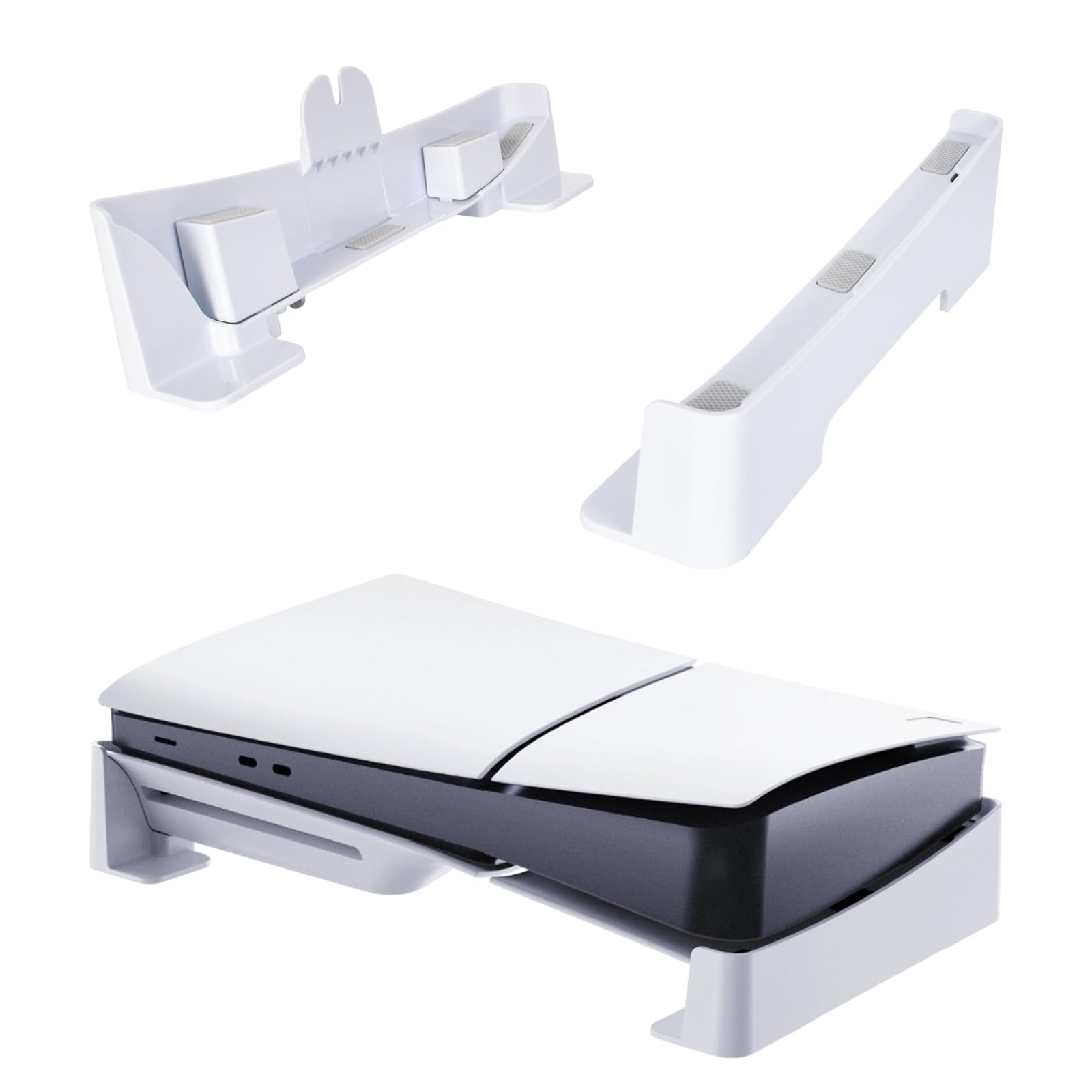 SAVOSWEET Horizontal Stand for PS5 Slim Console - Compatible with PS5 Slim Disc & Digital Edition - Non-Slip Silicone Pads - Gaming Accessories for Living Room & Bedroom Setup