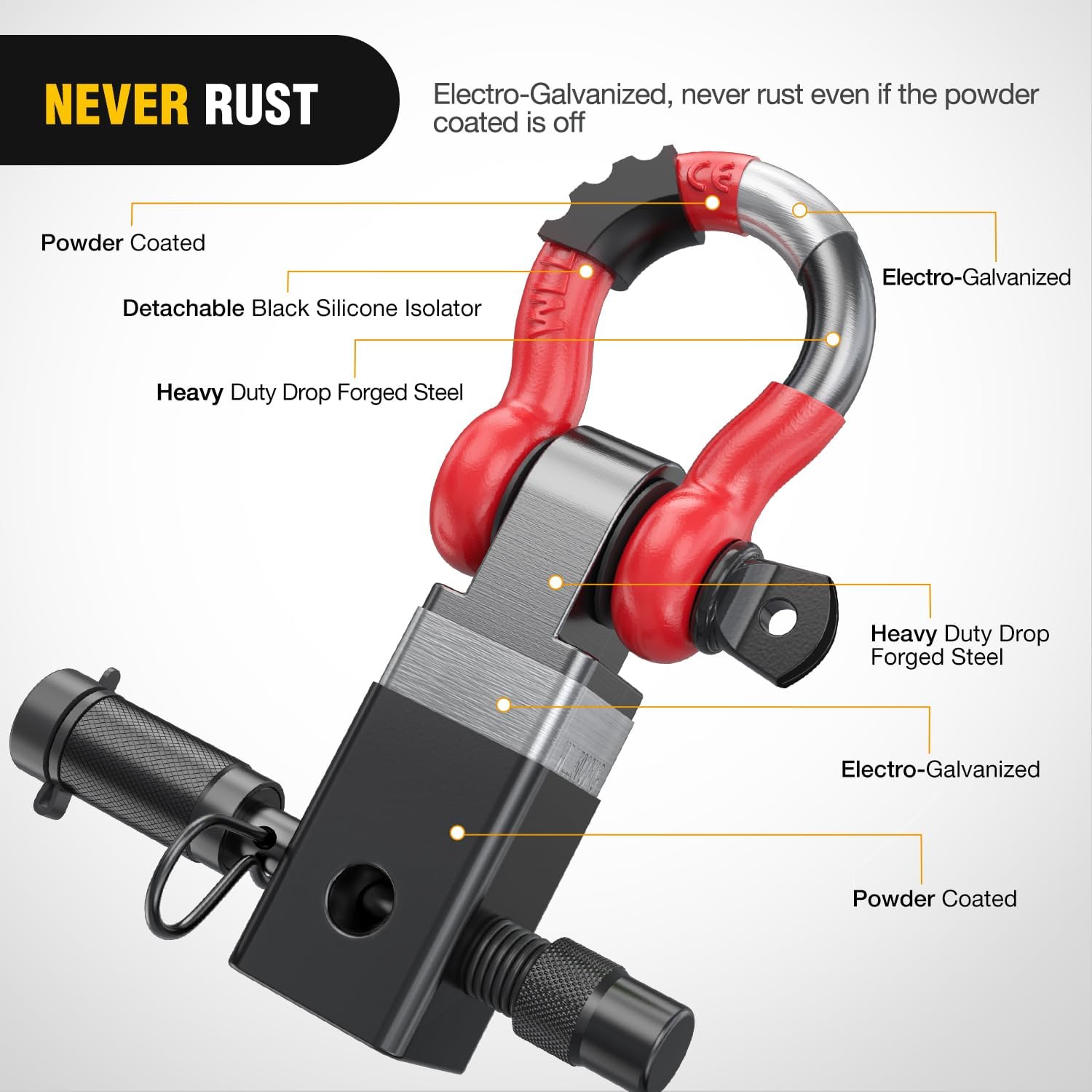 2 Inch Anti-Theft Shackle Hitch Receiver Lock Set - Red & Black - Secure Your Trailer, Boat, or RV - Heavy-Duty Towing Accessory for Off-Road & Camping