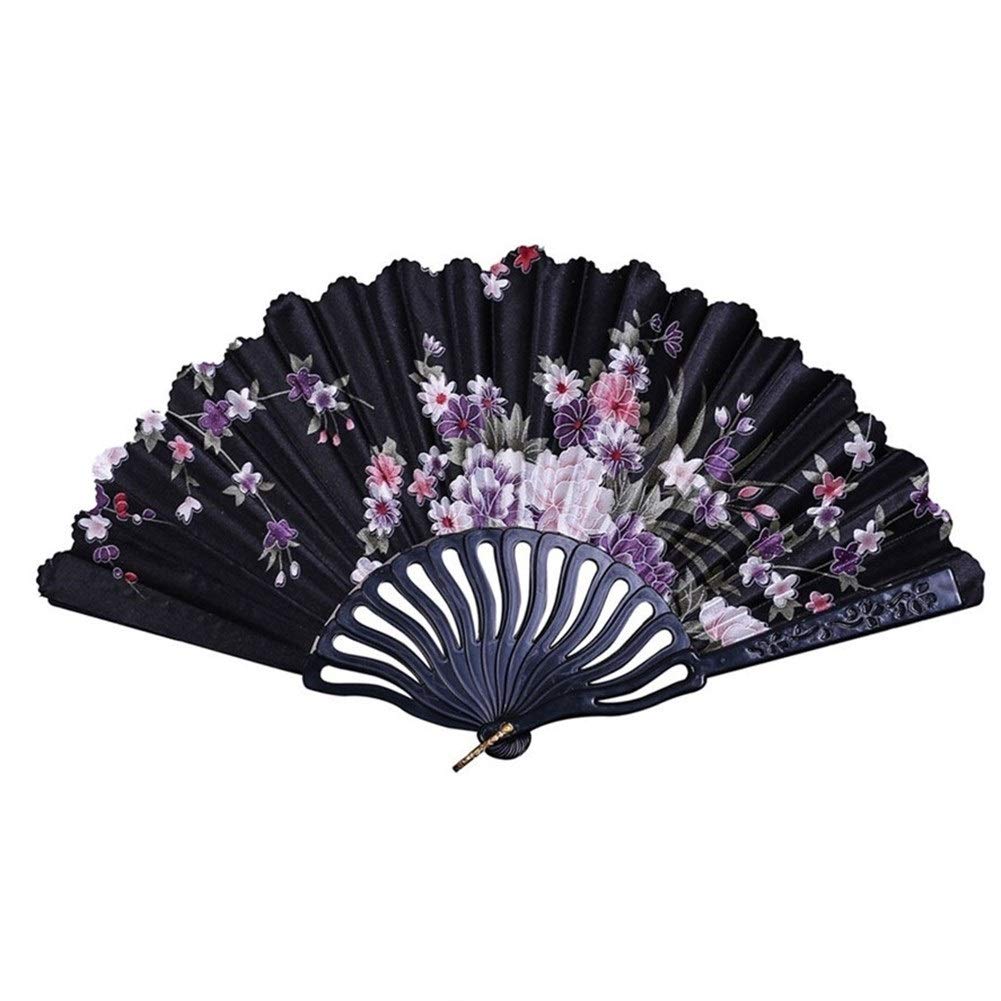 Elegant Chinese Silk Lace Folding Hand Fan - Traditional Wedding Decor, Dance & Party Accessory - Perfect for Weddings, Performances & Home Decor (Style A & F)
