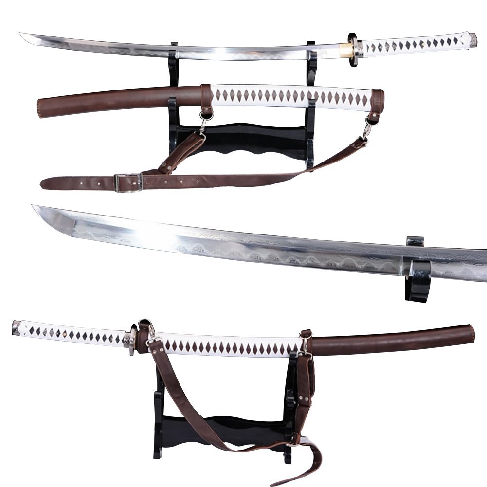 Premium Handmade Japanese Folded Steel Katana - Full Tang Clay Tempered Zombie Apocalypse Sword - Razor Sharp Blade for Cosplay, Collection & Survival Scenarios