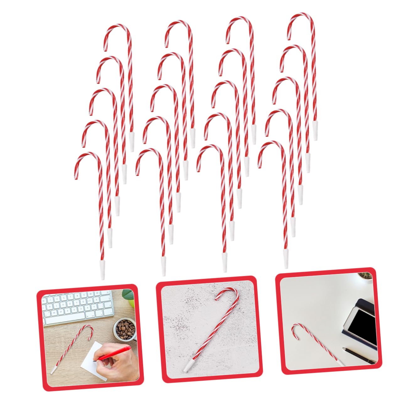 NUOBESTY 20 Pack Christmas Ballpoint Pens with Candy Design - Festive Holiday Writing Pens for Kids, Office & School Supplies - Perfect for Gift Wrapping, Stocking Stuffers & Classroom Rewards