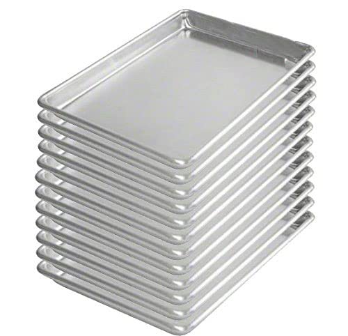 Tiger Chef 12-Pack Commercial Aluminum Sheet Pans - 1/4 Size 9.5x13 Inch NSF Approved 19 Gauge Baking Sheets for Cakes, Cookies & Pastries - Perfect for Bakeries, Restaurants & Home Baking