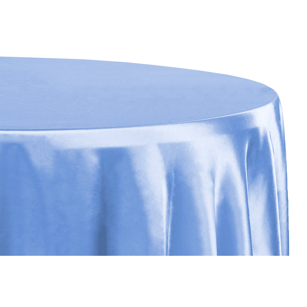 Premium 120-Inch Round Satin Tablecloth - Cornflower Blue & Serenity for Wedding, Party, Banquet & Formal Dining Decor