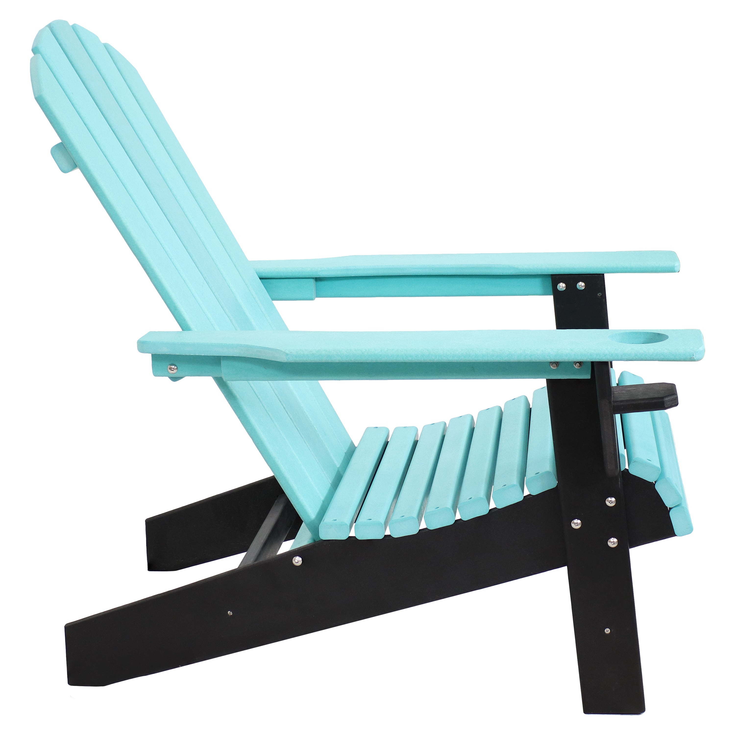 Premium Sunnydaze All-Weather 2-Tone Outdoor Adirondack Chair with Cup Holder - Durable Patio Furniture for Garden, Poolside & Backyard Relaxation