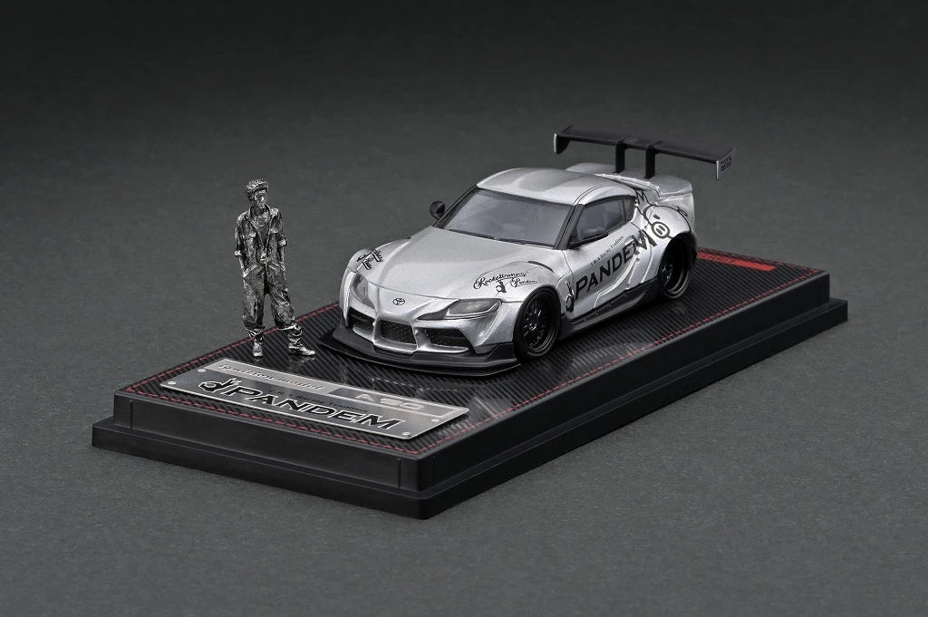 1:64 Scale Toyota GR Supra Pandem Silver Diecast Model Car - Collectible Mr. Miura Edition - Perfect for Display, Racing Enthusiasts & Anime Fans