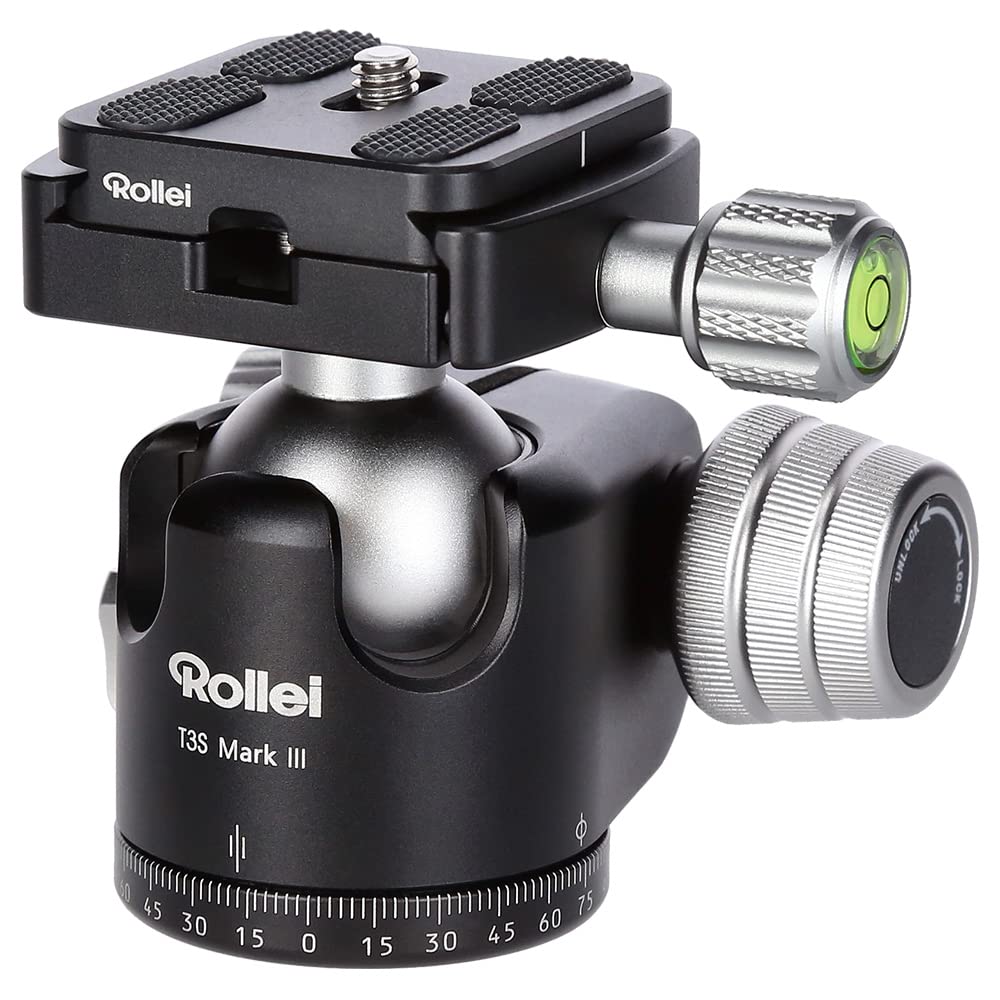 Rollei T3S Mark III 22970 Professional 360° Camera Tripod with Ball Head - 14kg Load Capacity, Friction Control, Panorama Scale & Dual Spirit Levels | Arca Swiss Compatible Quick Release Plate | Perfect for Landscape, Architecture & Travel Photography