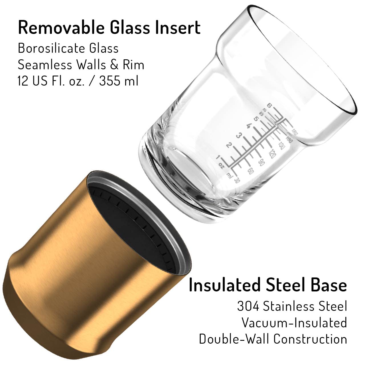 Premium Vacuum Insulated Hybrid Cocktail Shaker Set with Steel Base & Removable Glass Insert - Home Bar Essential Bundle for Mixing Martinis, Margaritas & Cocktails - Perfect for Home Bars, Parties & Professional Bartenders