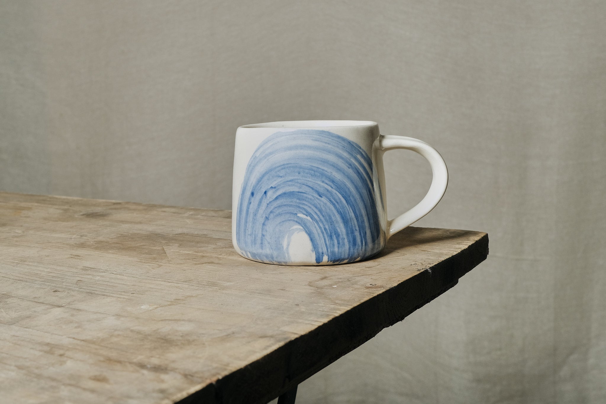 Inky Blue Brushstroke Ceramic Coffee Mug - 15oz Handcrafted Artisan Tea Cup with Unique Blue Brush Design - Perfect for Home, Office, or Gift Giving
