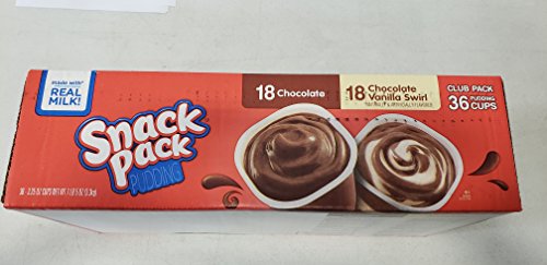 Delicious COS-SL Snack Pack Pudding Variety 2 Combo Pack - 36 Cups (3.75 Oz) - Chocolate & Vanilla Flavors | Perfect for School Lunches, Office Snacks & Family Desserts