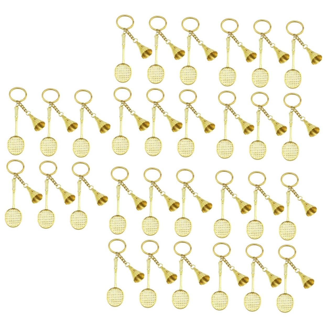 Happyyami 30 Pcs Badminton Keychain for Boys - Golden Zinc Alloy Sports Key Rings - Perfect for Badminton Lovers, Team Gifts & Sports Enthusiasts