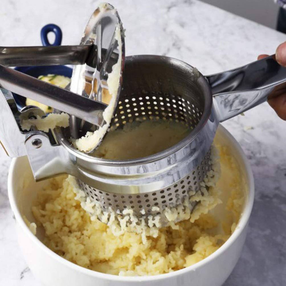 Stainless Steel Ginger Press & Potato Crusher - Manual Juicer & Wire Masher for Fresh Ginger Juice & Puree - Perfect for Cooking, Baking & Healthy Drinks