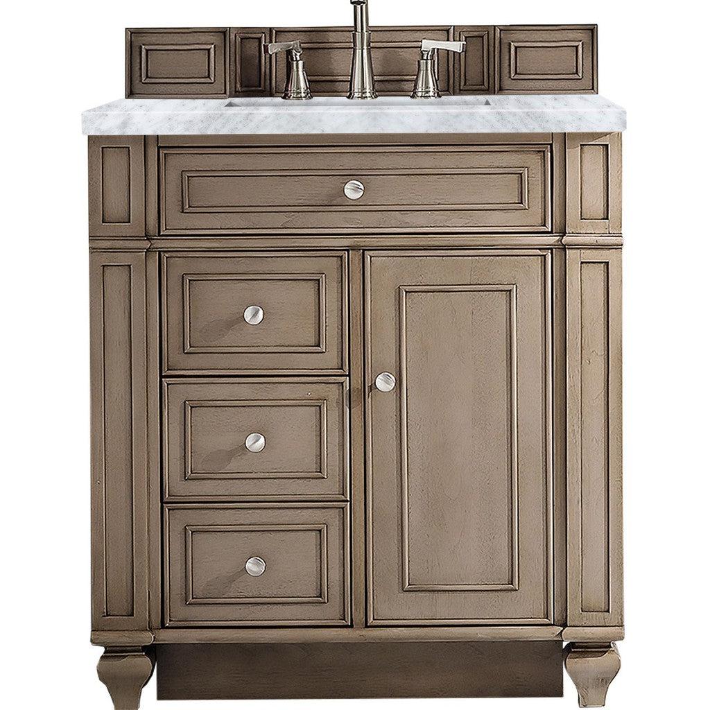 James Martin Vanities Bristol Collection 30-Inch Single Bathroom Vanity in Whitewashed Walnut with Countertop Options - Perfect for Modern Bathroom Remodeling and Home Renovation Projects