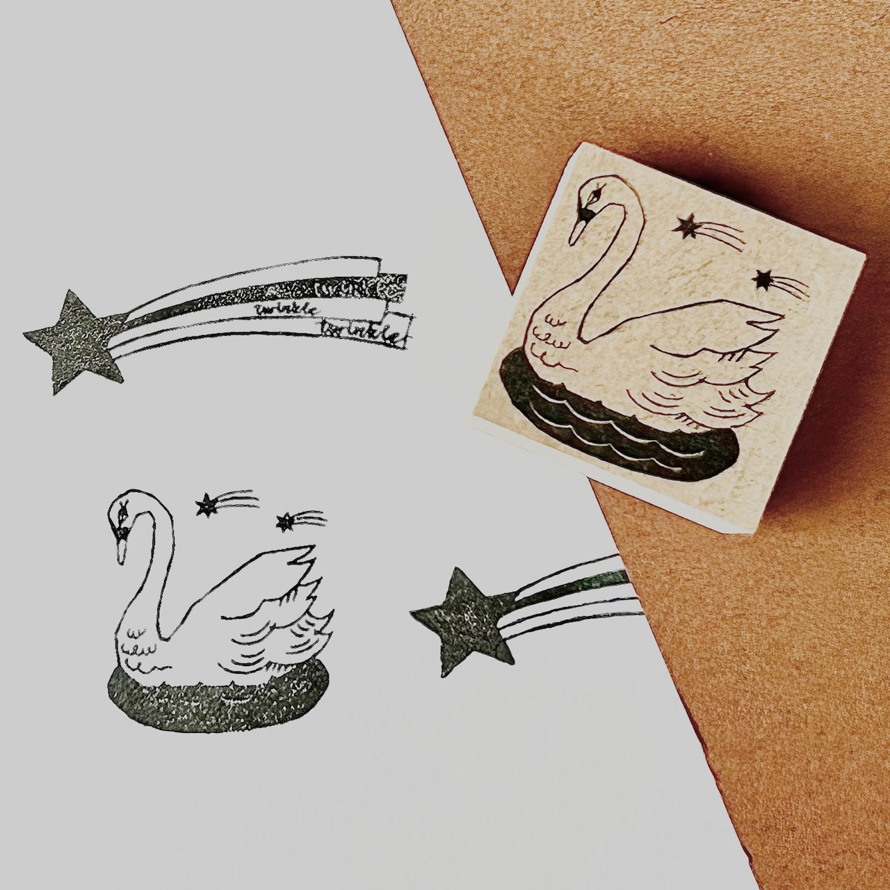 Kinotorico Wooden Rubber Stamp - Swan Design for Scrapbooking, Card Making & DIY Crafts | Handmade Rubber Stamps for Artists & Crafters