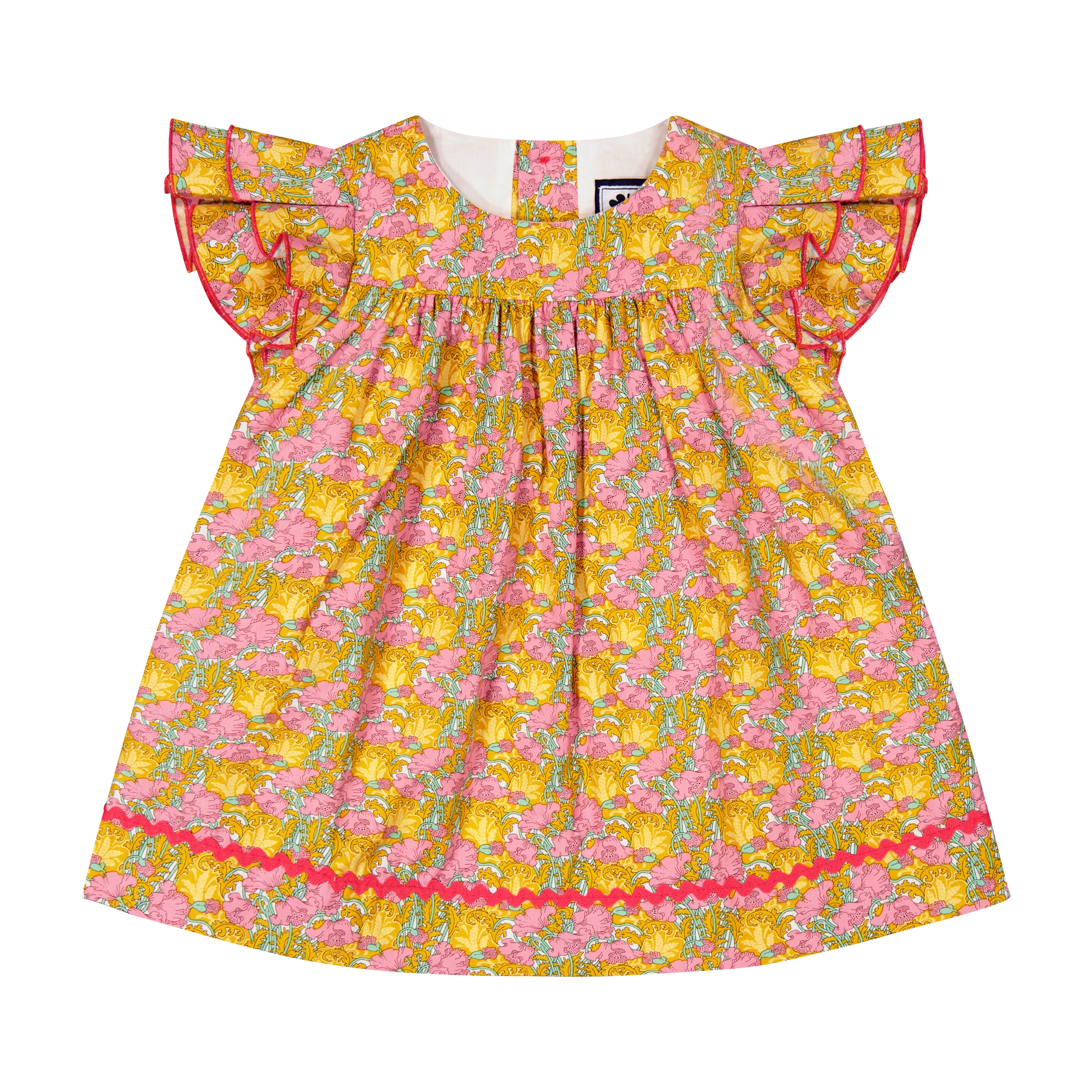 Maeve Ruffle Sleeve Baby Girls Dress - Floral Tropical Garden Print - Perfect for Birthday Parties, Photo Shoots & Summer Outings