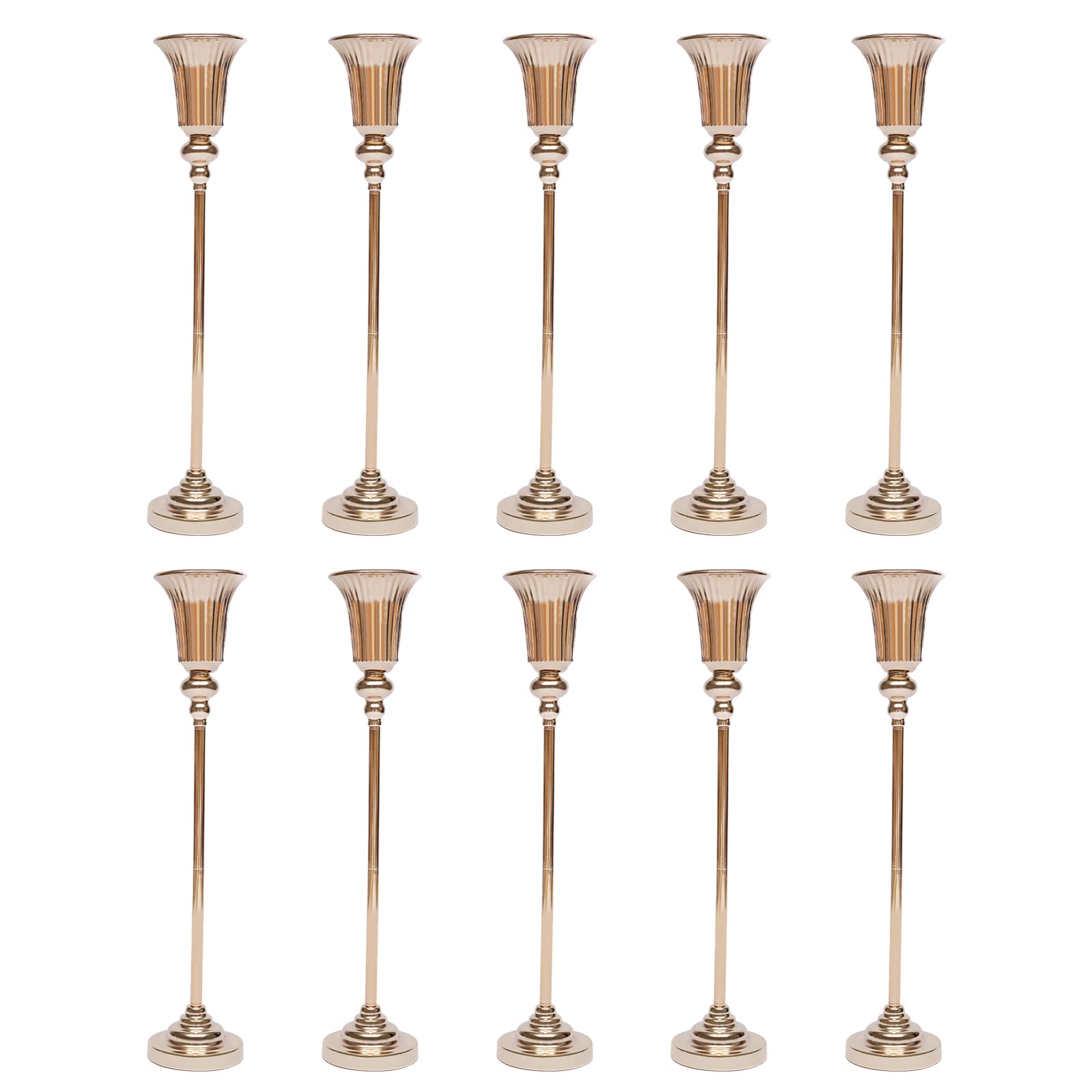 10Pcs Gold Metal Candle Holders - 30.5