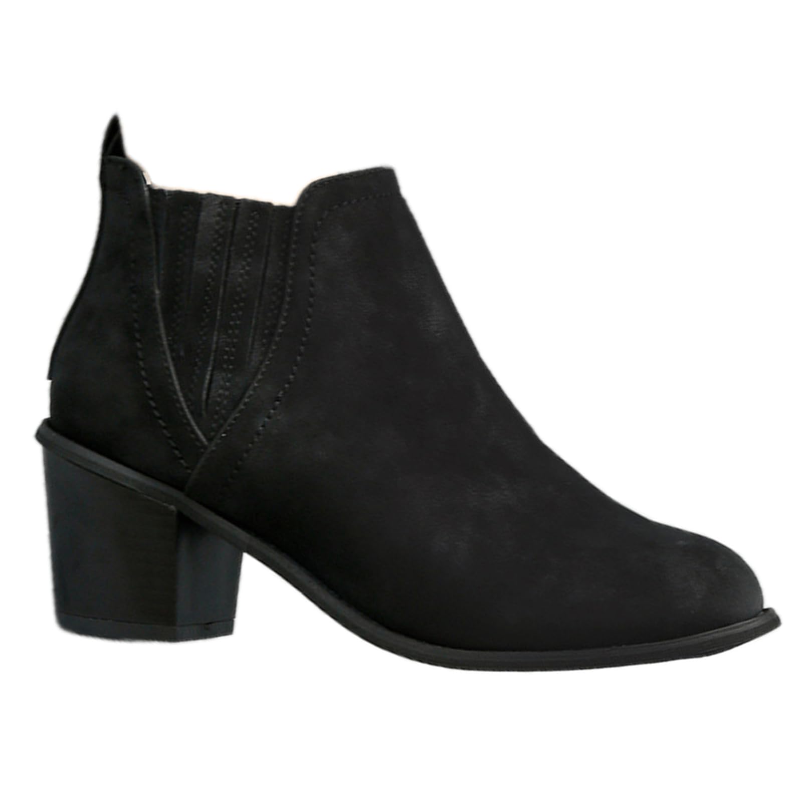 Lausiuoe Women's Ankle Boots - Chunky Heel Slip On Pointed Toe Booties with Side Zipper | Wide Width Western Style Short Boots for Casual Outfits & Office Wear