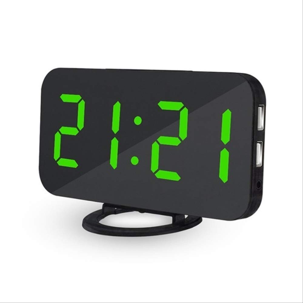 Digital LED Alarm Clock Mirror with USB Phone Charging, Auto-Adjustable Light & Snooze - Perfect for Bedroom, Office, and Travel