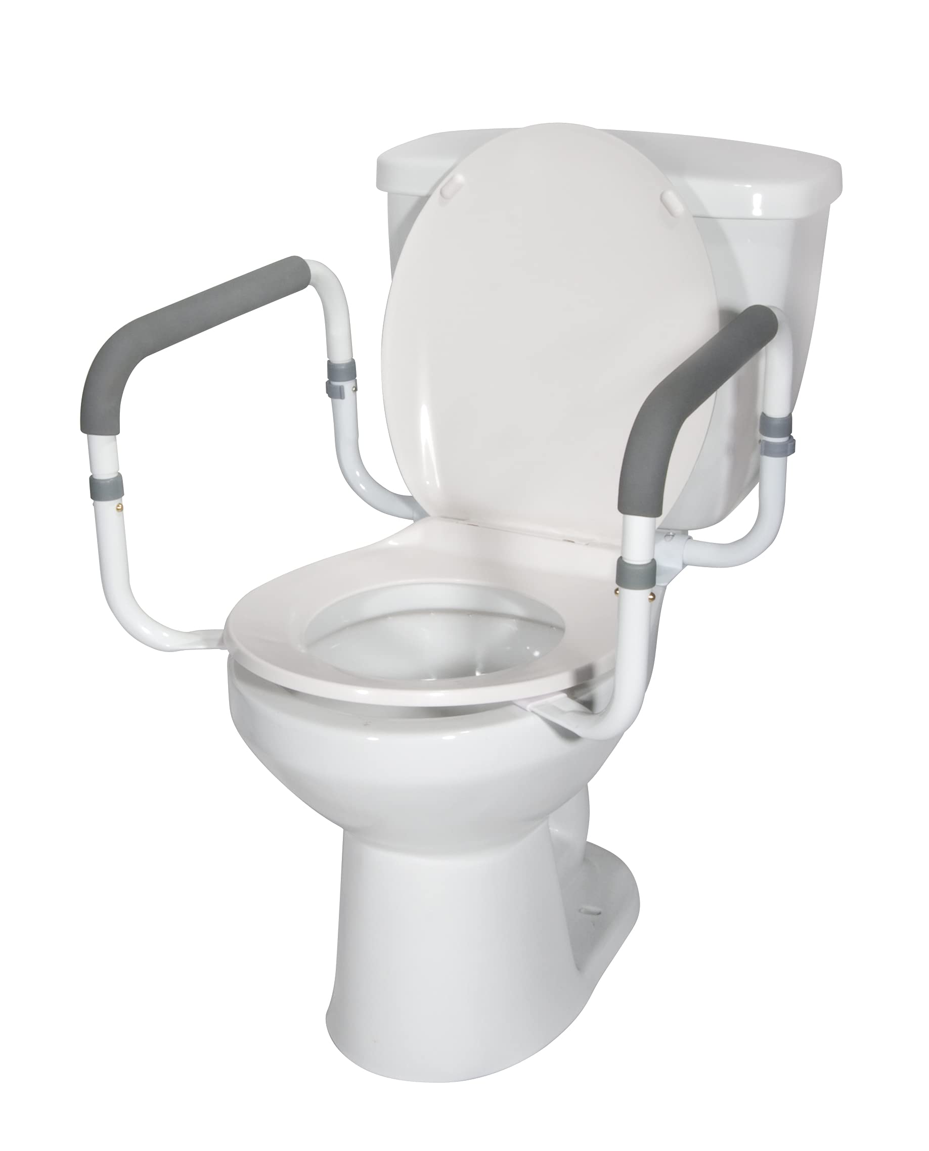 Drive Medical RTL12087 White Toilet Safety Grab Bar - ADA Compliant Bathroom Handrail for Elderly & Disabled - Secure Support for Toilets, Showers & Bathtubs