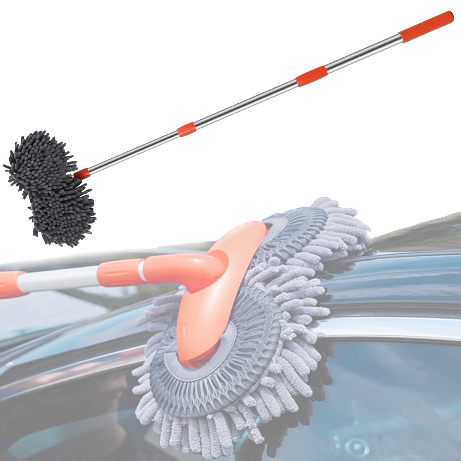 Bulaxxooo 360 Spin Telescopic Car Wash Brush - Double Layer Scratch-Free Cleaning Brush with Extendable Handle for Cars, Trucks, RVs & Boats - Perfect for Washing Vehicles, Detailing & Hard-to-Reach Areas