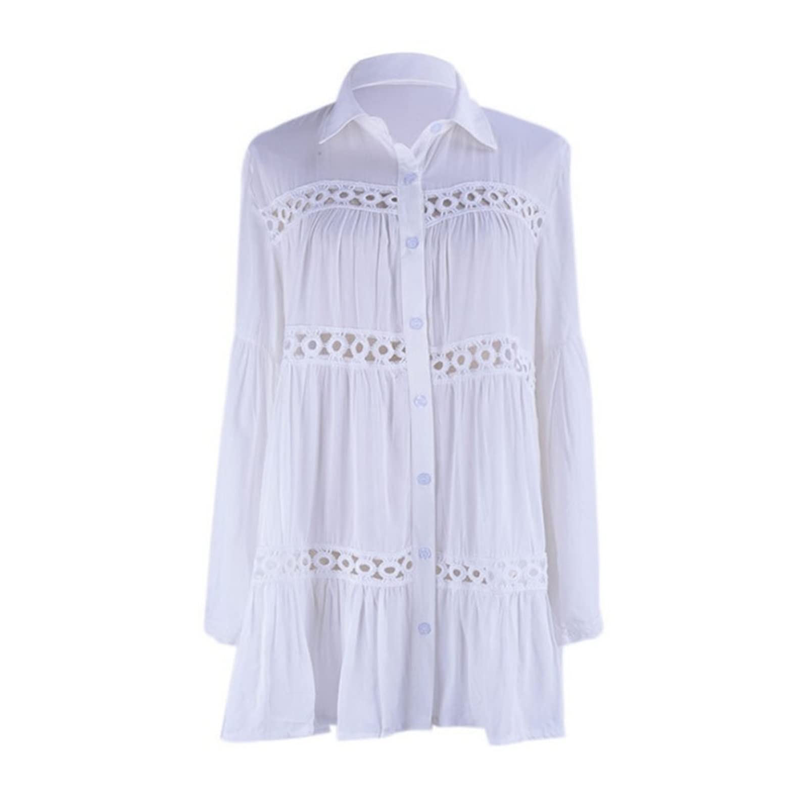 Women's White Walnut Swimsuit Cover Up - Mandarin Sleeve Kaftan Beach Tunic Dress & Bikini Cover-up Robe De Plage - One Size - Perfect for Beach, Pool, Vacation & Summer Outings